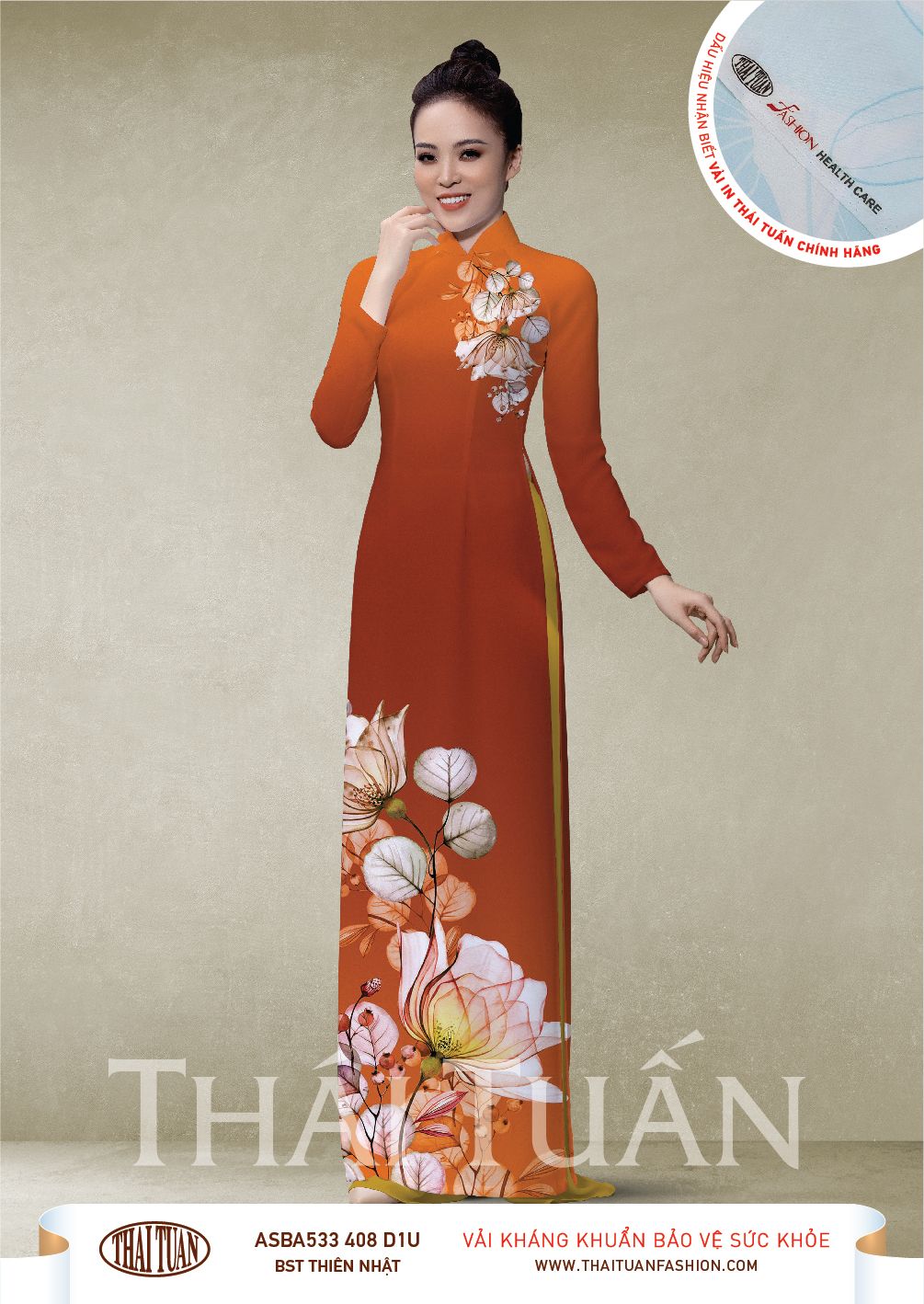 ASBR533-408-D1U | Vải Áo Dài Hoa Văn In