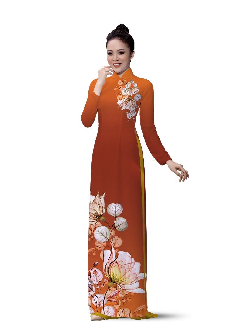 ASBR533-408-D1U | Vải Áo Dài Hoa Văn In
