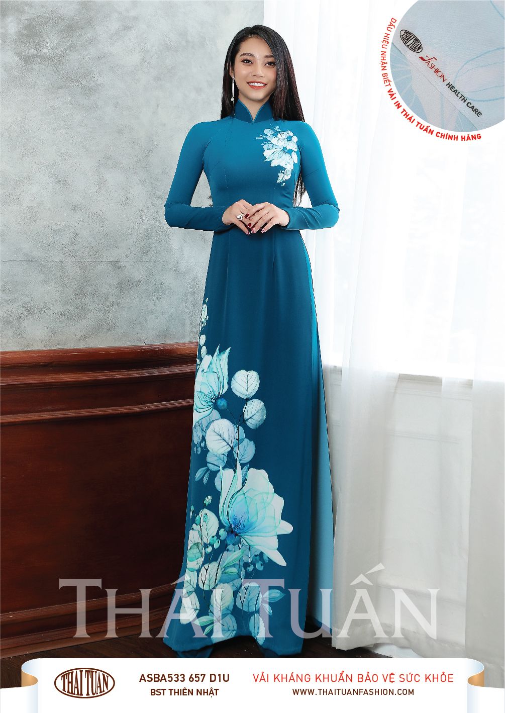 ASBR533-657-D1U | Vải Áo Dài Hoa Văn In