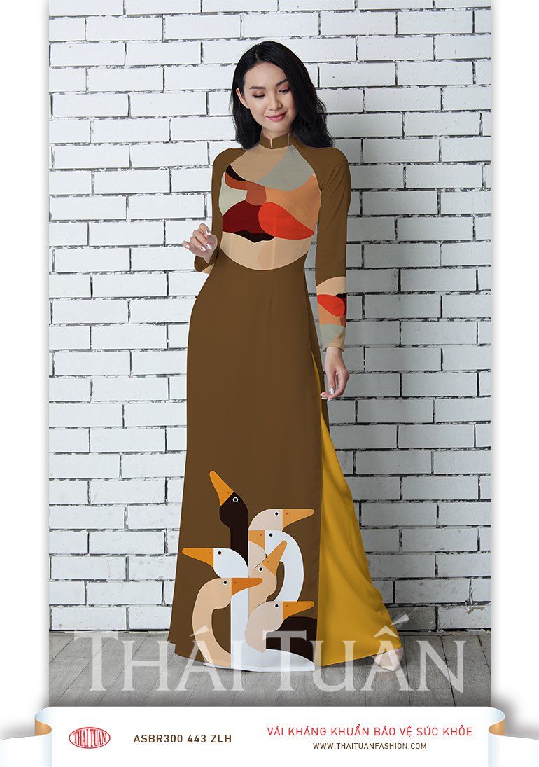 ASBR300-443-ZLH | Vải Áo Dài Hoa Văn In
