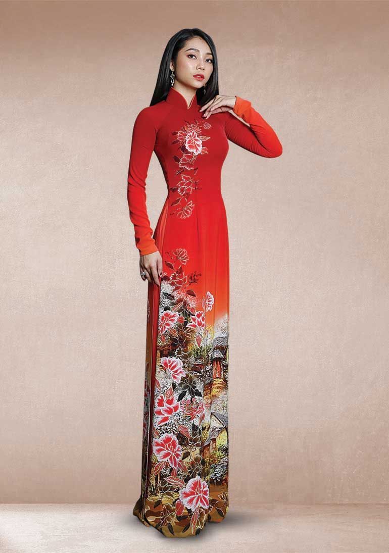 ASBR533-041-DC4 | Vải Áo Dài Hoa Văn In