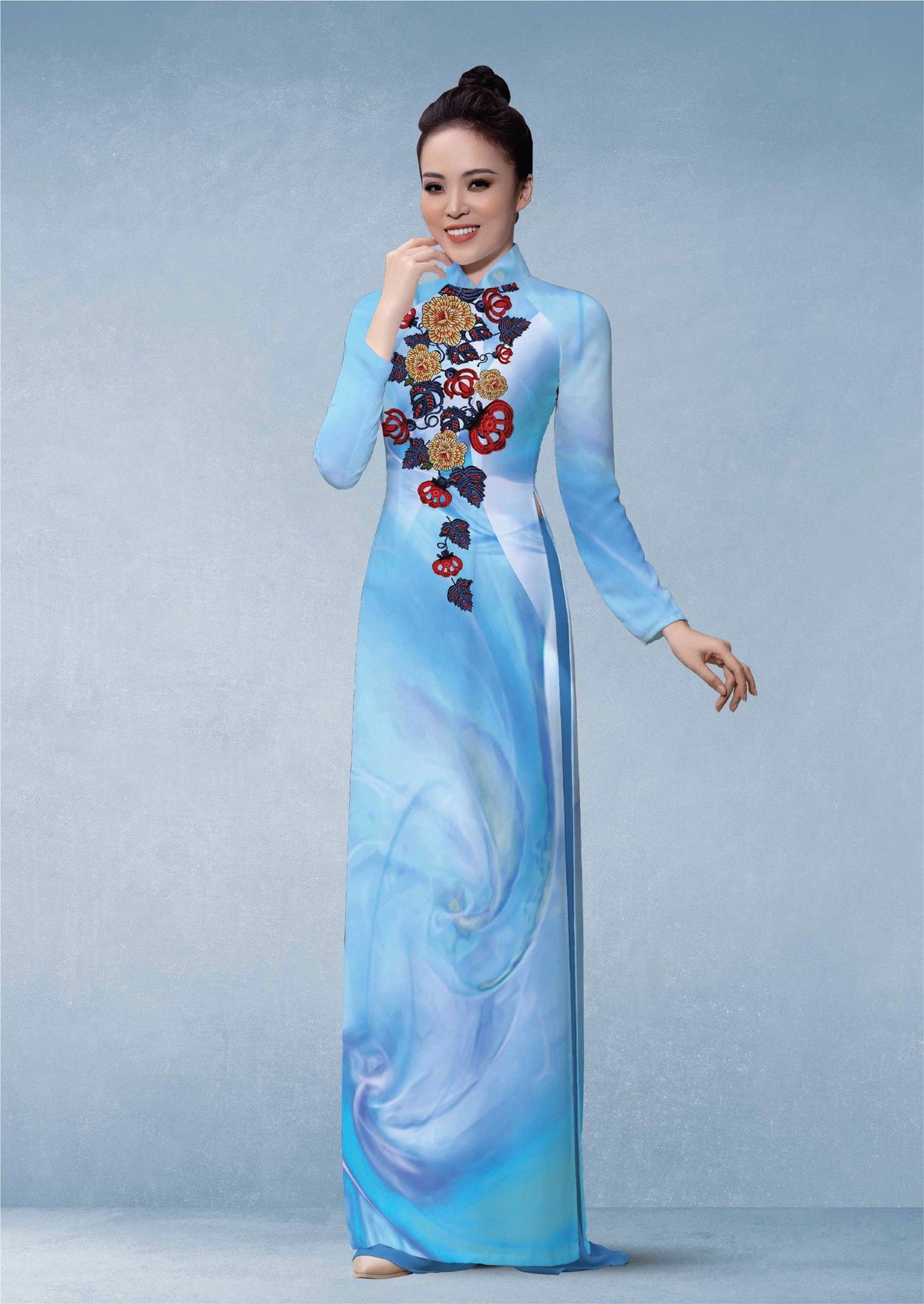 ASBR533-205-DC3 | Vải Áo Dài Hoa Văn In