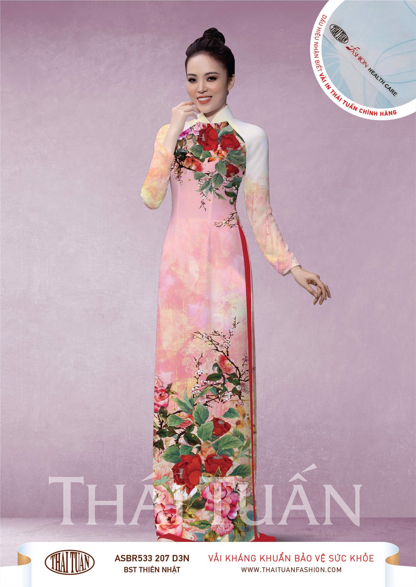 ASBR533-207-D3N | Vải Áo Dài Hoa Văn In