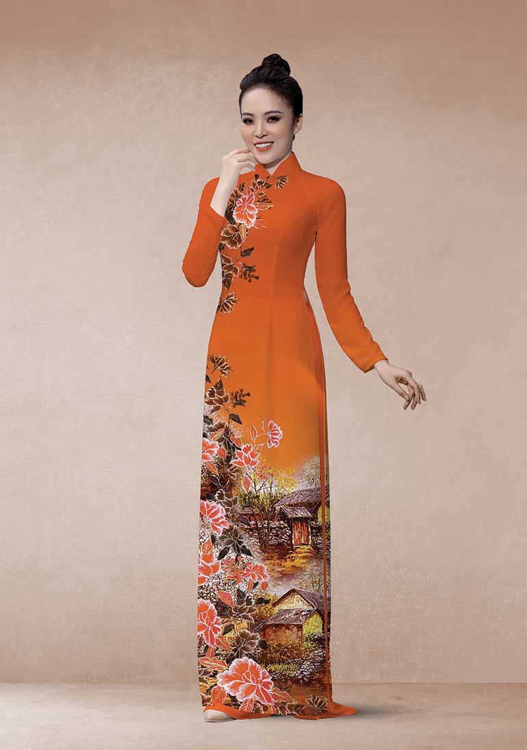 ASBR533-308-DC4 | Vải Áo Dài Hoa Văn In
