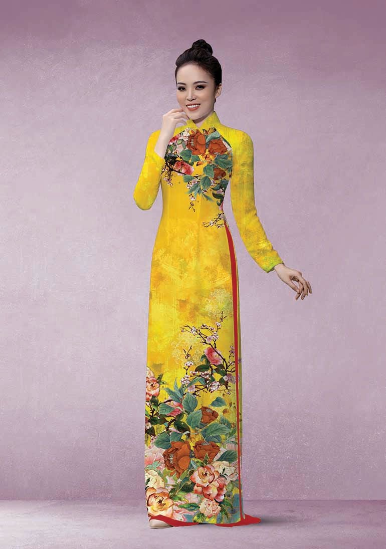 ASBR533-402-D3N | Vải Áo Dài Hoa Văn In
