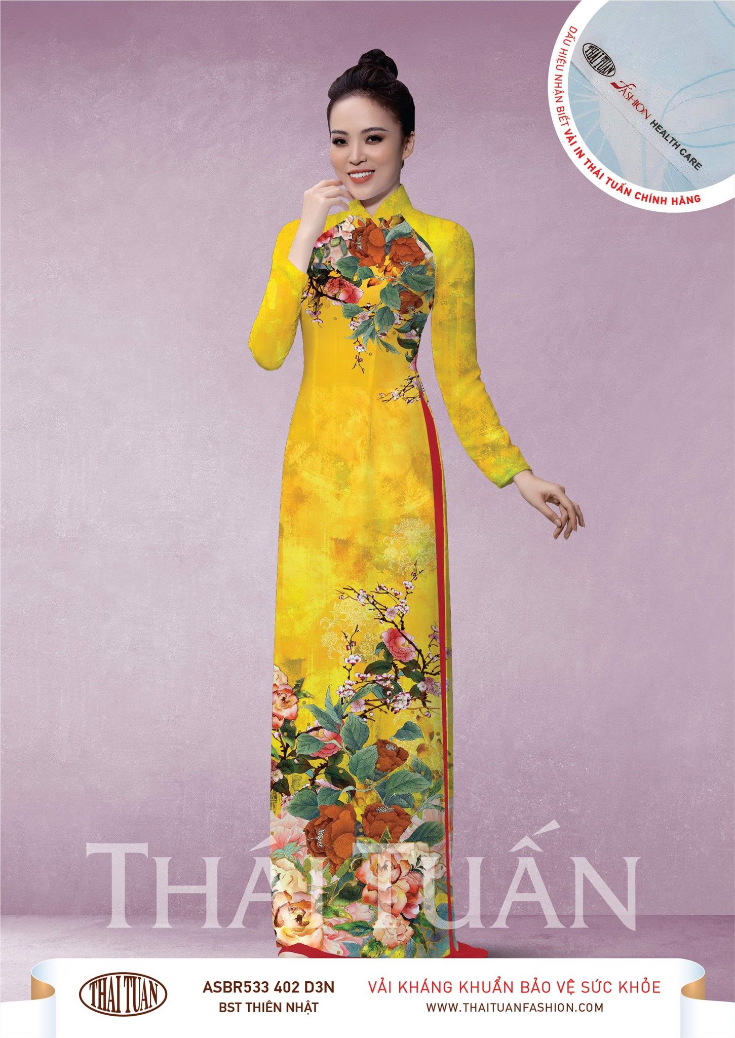 ASBR533-402-D3N | Vải Áo Dài Hoa Văn In