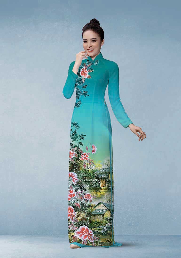 ASBR533-909-DC4 | Vải Áo Dài Hoa Văn In
