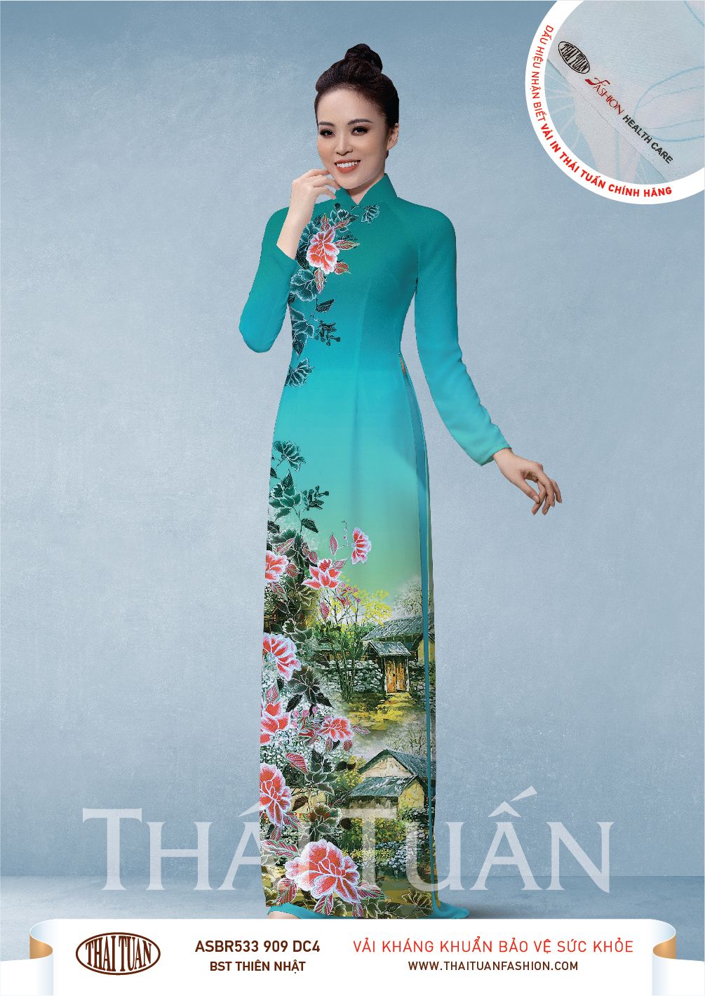ASBR533-909-DC4 | Vải Áo Dài Hoa Văn In