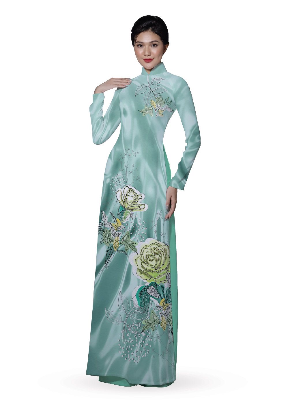 ASBR533-013-DQT | Vải Áo Dài Hoa Văn In