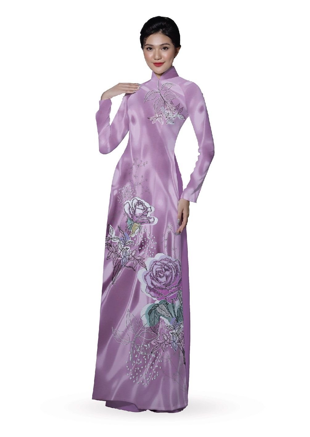 ASBR533-030-DQT | Vải Áo Dài Hoa Văn In