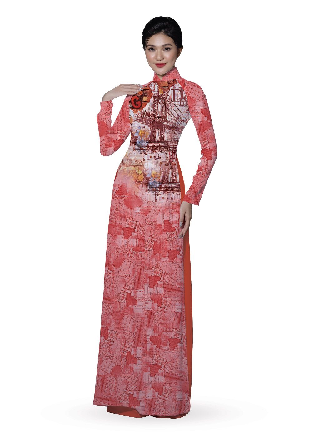 ASBR533-035-DR3 | Vải Áo Dài Hoa Văn In