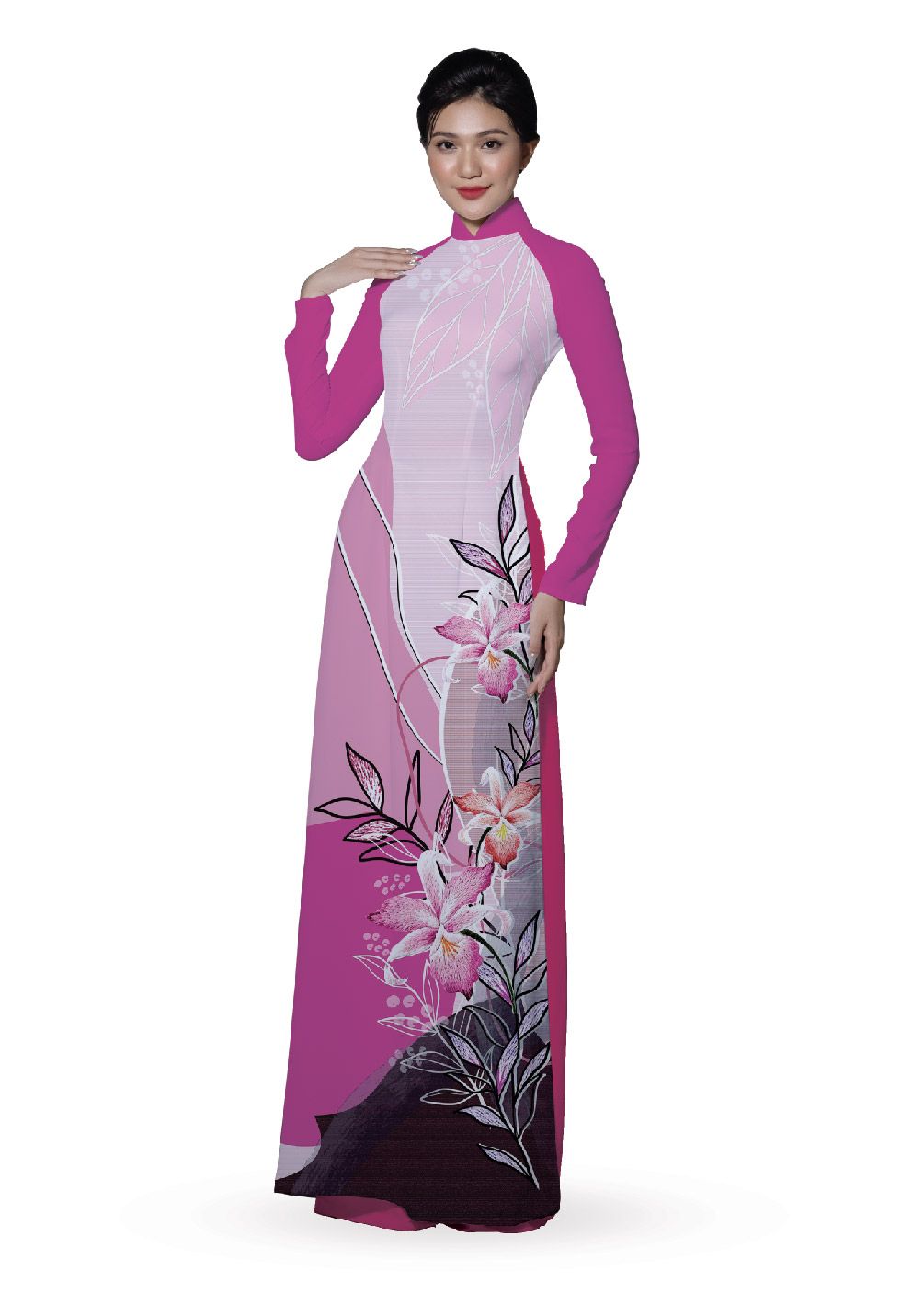 ASBR533-062-DQR | Vải Áo Dài Hoa Văn In