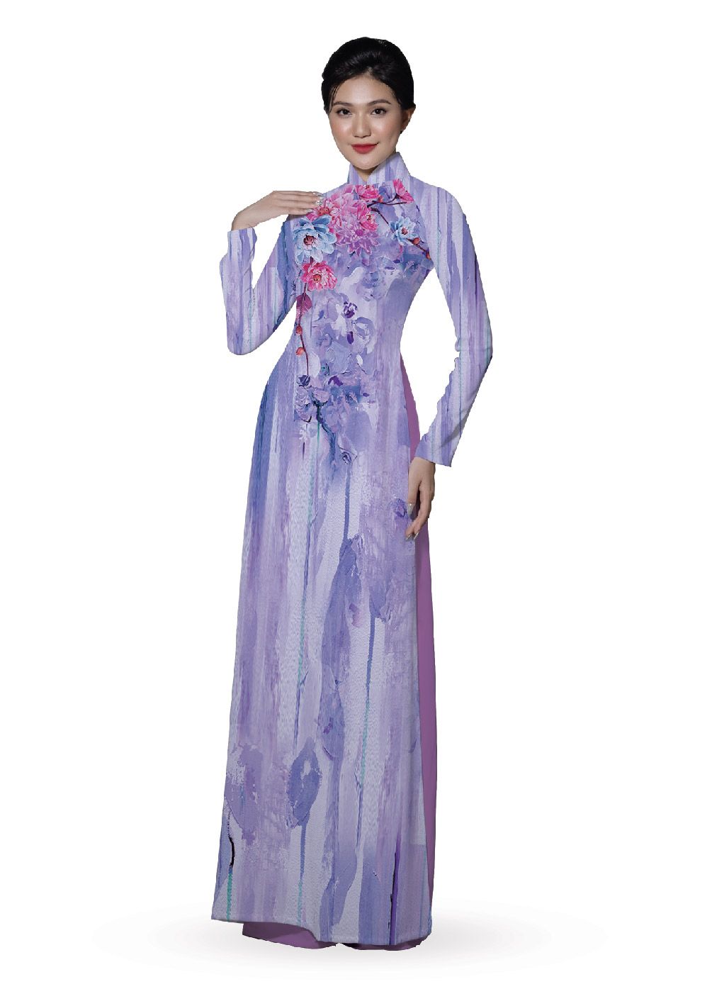 ASBR533-073-DR2 | Vải Áo Dài Hoa Văn In