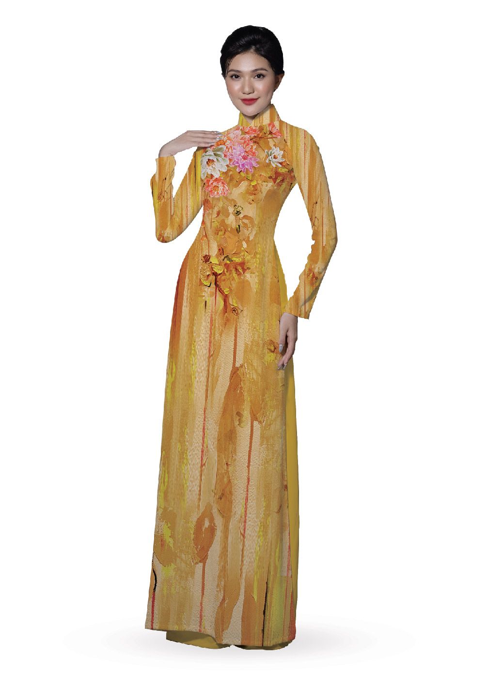 ASBR533-078-DR2 | Vải Áo Dài Hoa Văn In