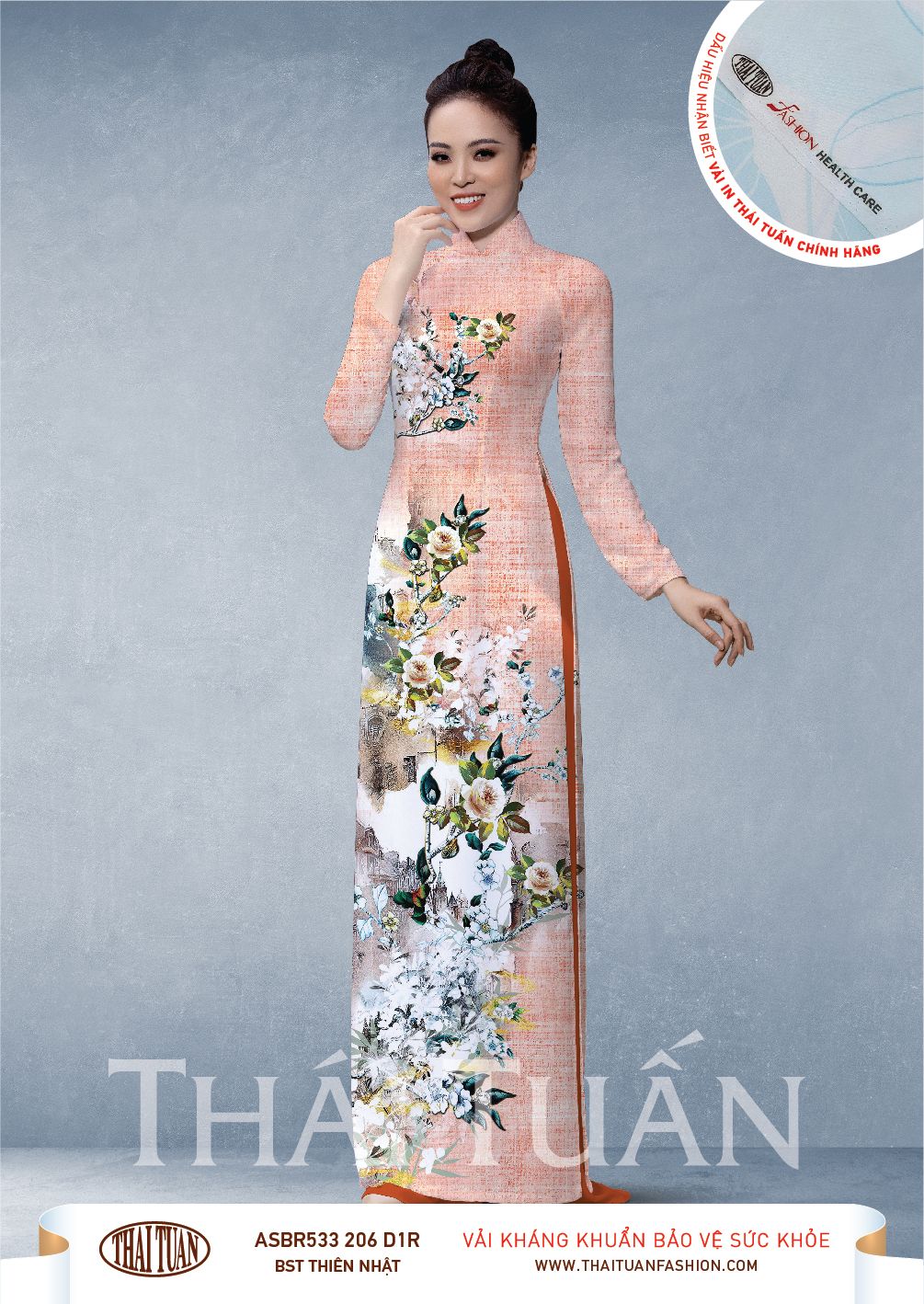 ASBR533-206-D1R | Vải Áo Dài Hoa Văn In
