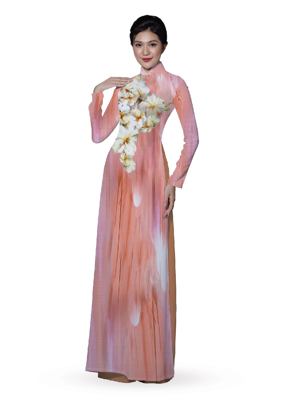ASBR533-223-DR1 | Vải Áo Dài Hoa Văn In