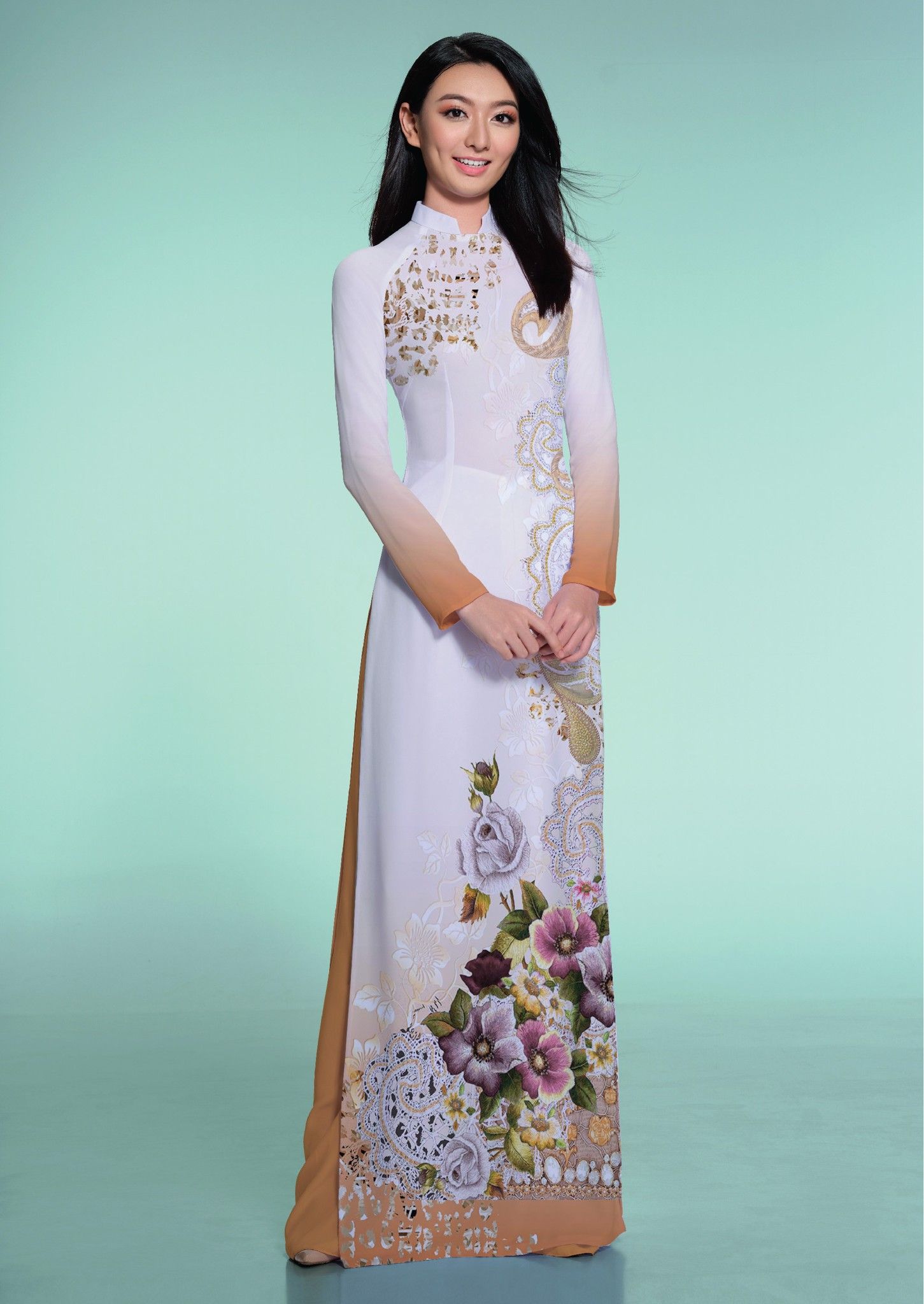 ASBR533-237-CHL | Vải Áo Dài Hoa Văn In
