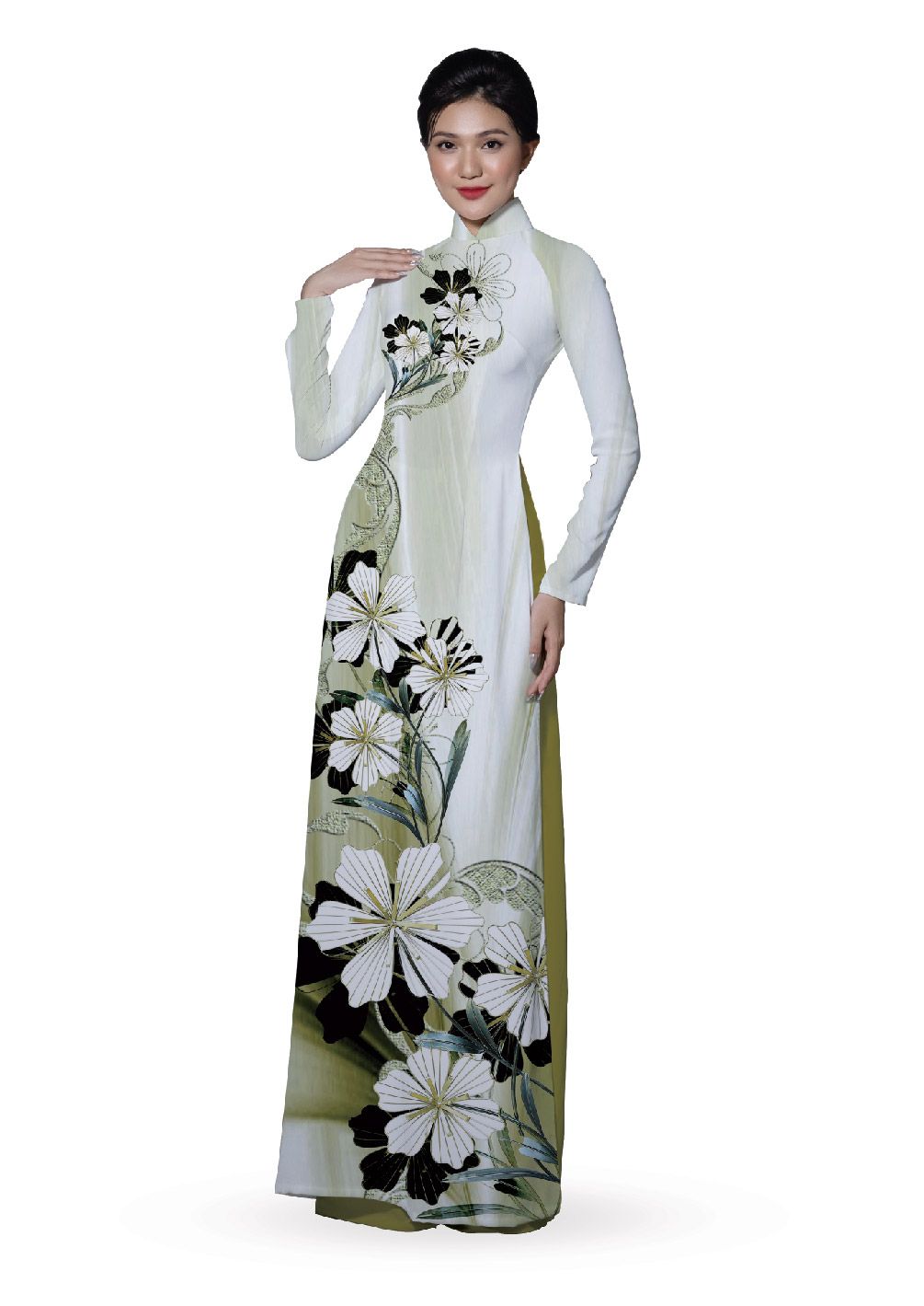 ASBR533-313-DR4 | Vải Áo Dài Hoa Văn In