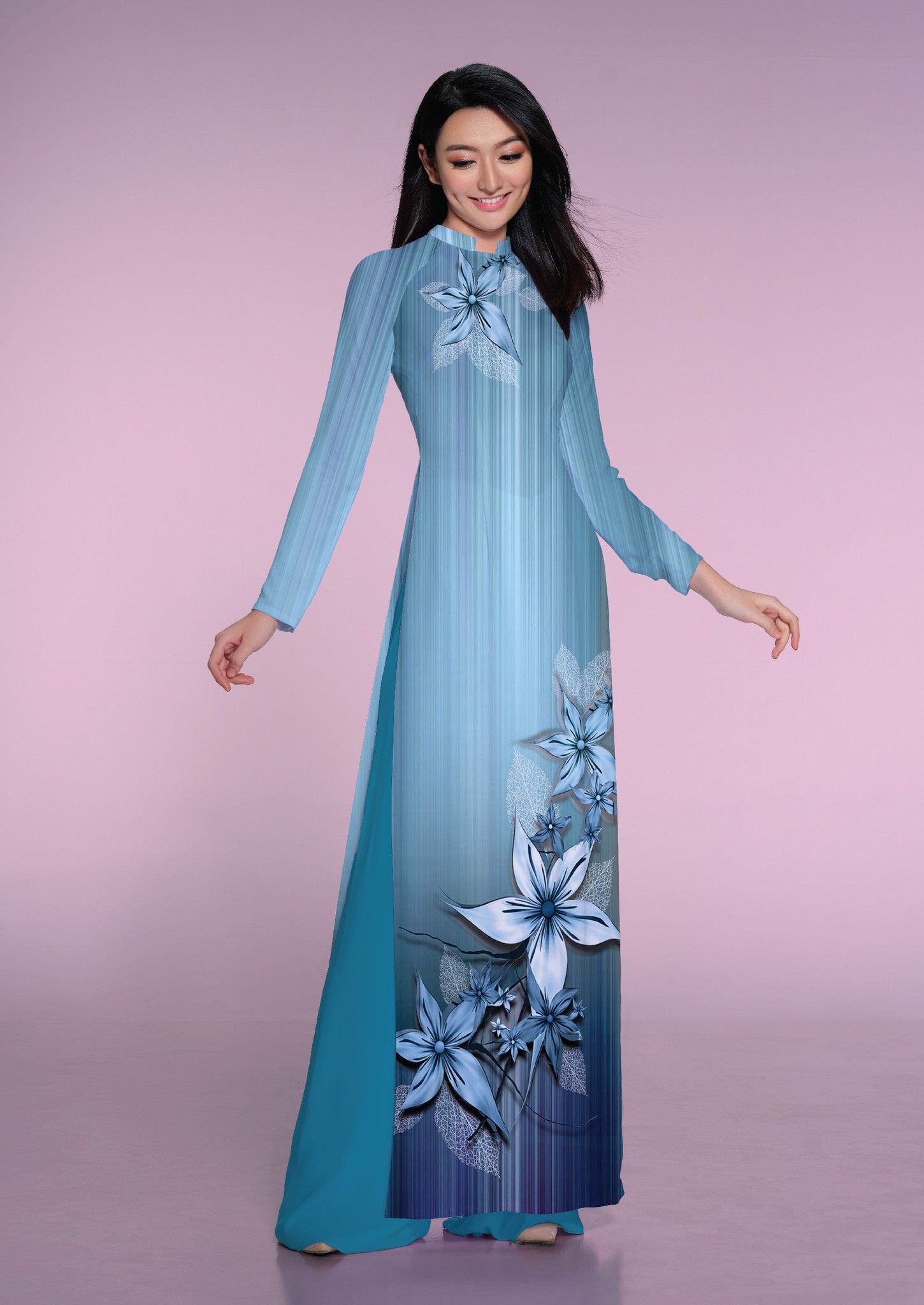 ASBR533-315-CHS | Vải Áo Dài Hoa Văn In