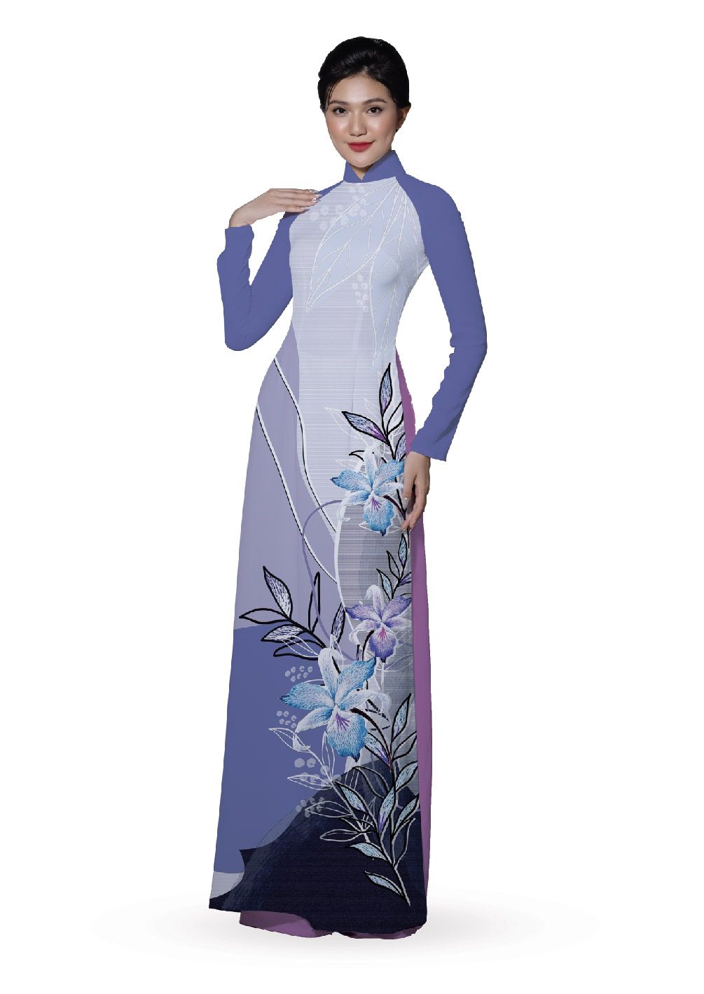 ASBR533-315-DQR | Vải Áo Dài Hoa Văn In