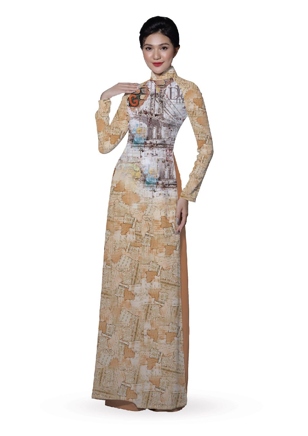 ASBR533-322-DR3 | Vải Áo Dài Hoa Văn In
