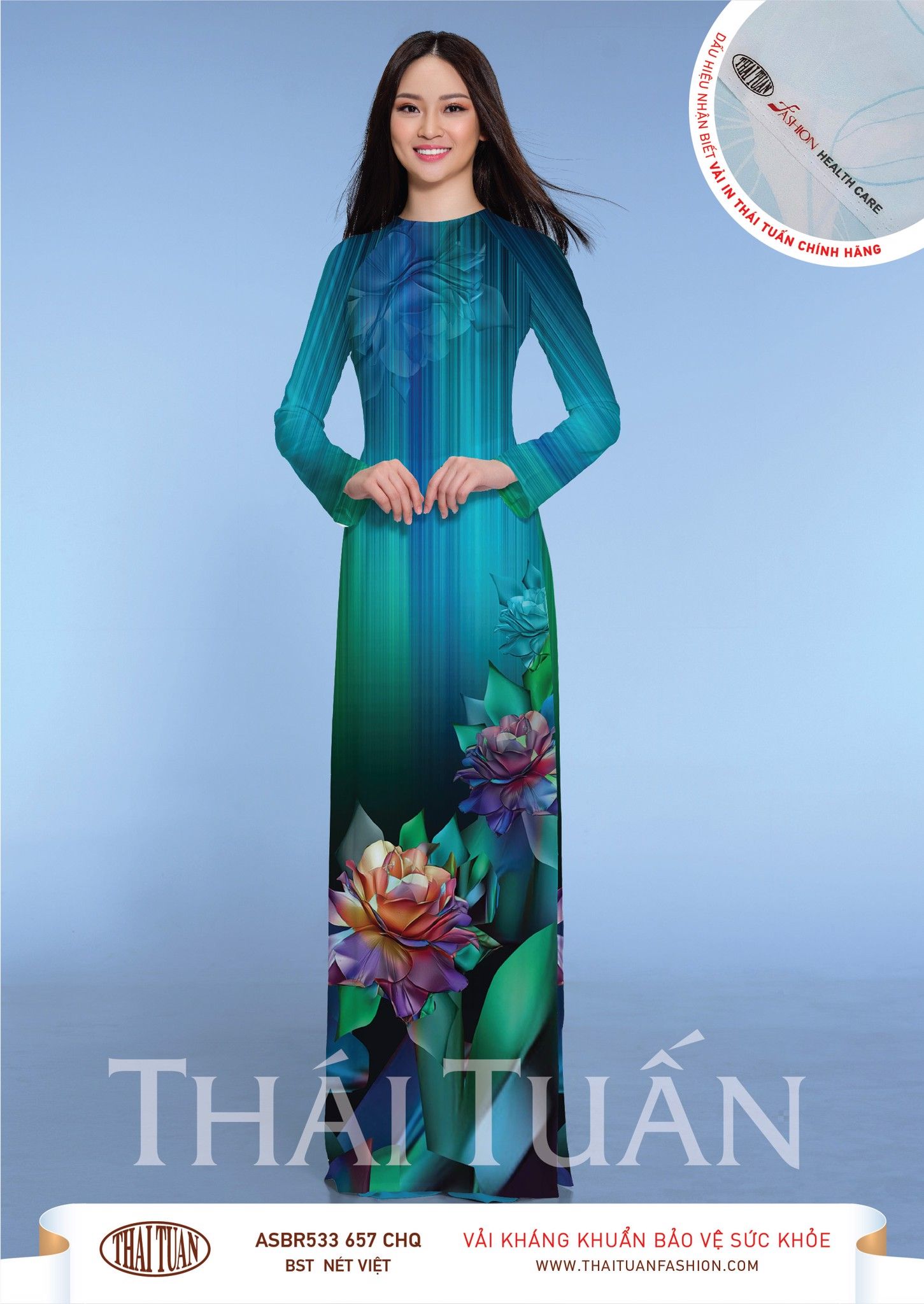 ASBA533-657-CHQ | Vải Áo Dài Hoa Văn In