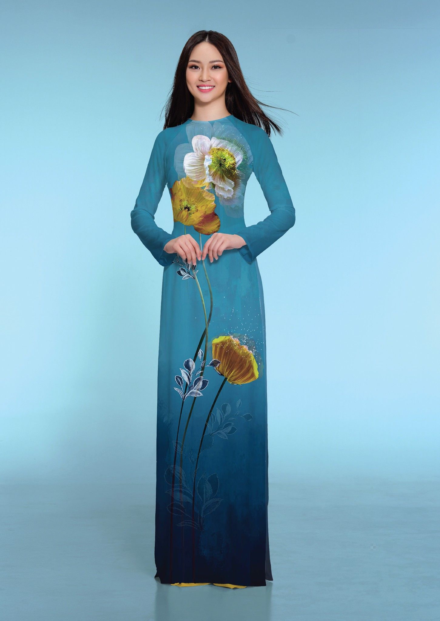 ASBA533-757-CHP | Vải Áo Dài Hoa Văn In