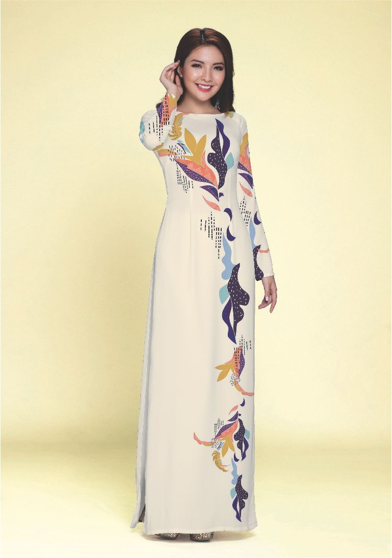 ASBR577-039-BDY | Vải Áo Dài Hoa Văn In
