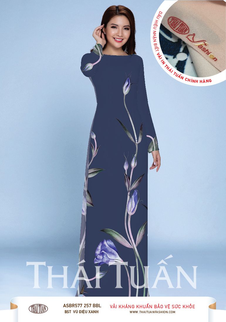 ASBR577-257-BBL | Vải Áo Dài Hoa Văn In