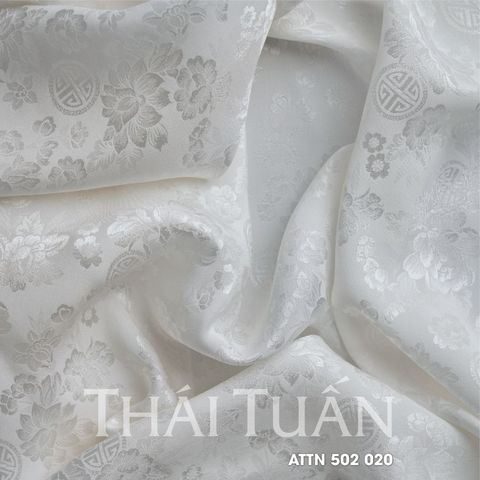 ATTN502020 Vải Tơ Tằm Dệt Họa Tiết Màu Trắng Khổ 1m15 x Dài 1m1