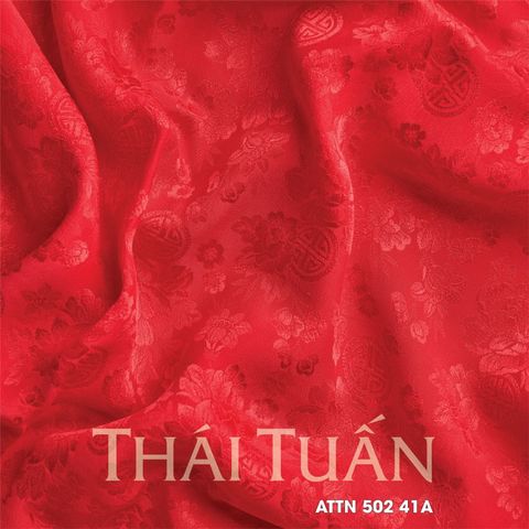 ATTN50241A Vải Tơ Tằm Dệt Họa Tiết Màu Đỏ Khổ 1m15 x Dài 2m4