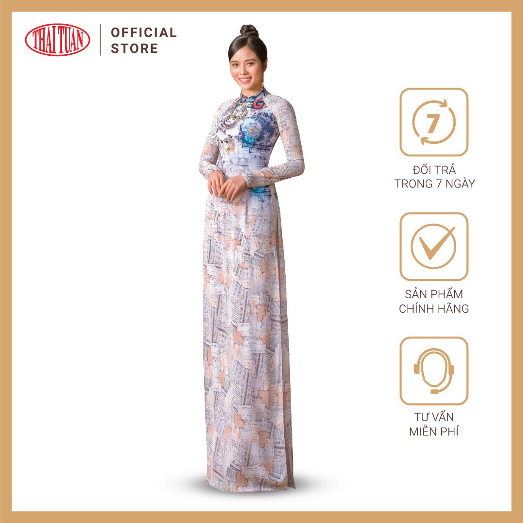 ASBR533-203-DR3 | Vải Áo Dài Hoa Văn In