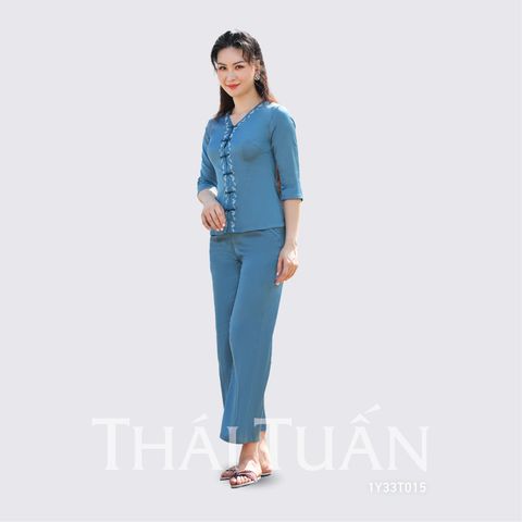 1Y33T015 Đồ Bộ Dài Nữ Phối Nút Tiều