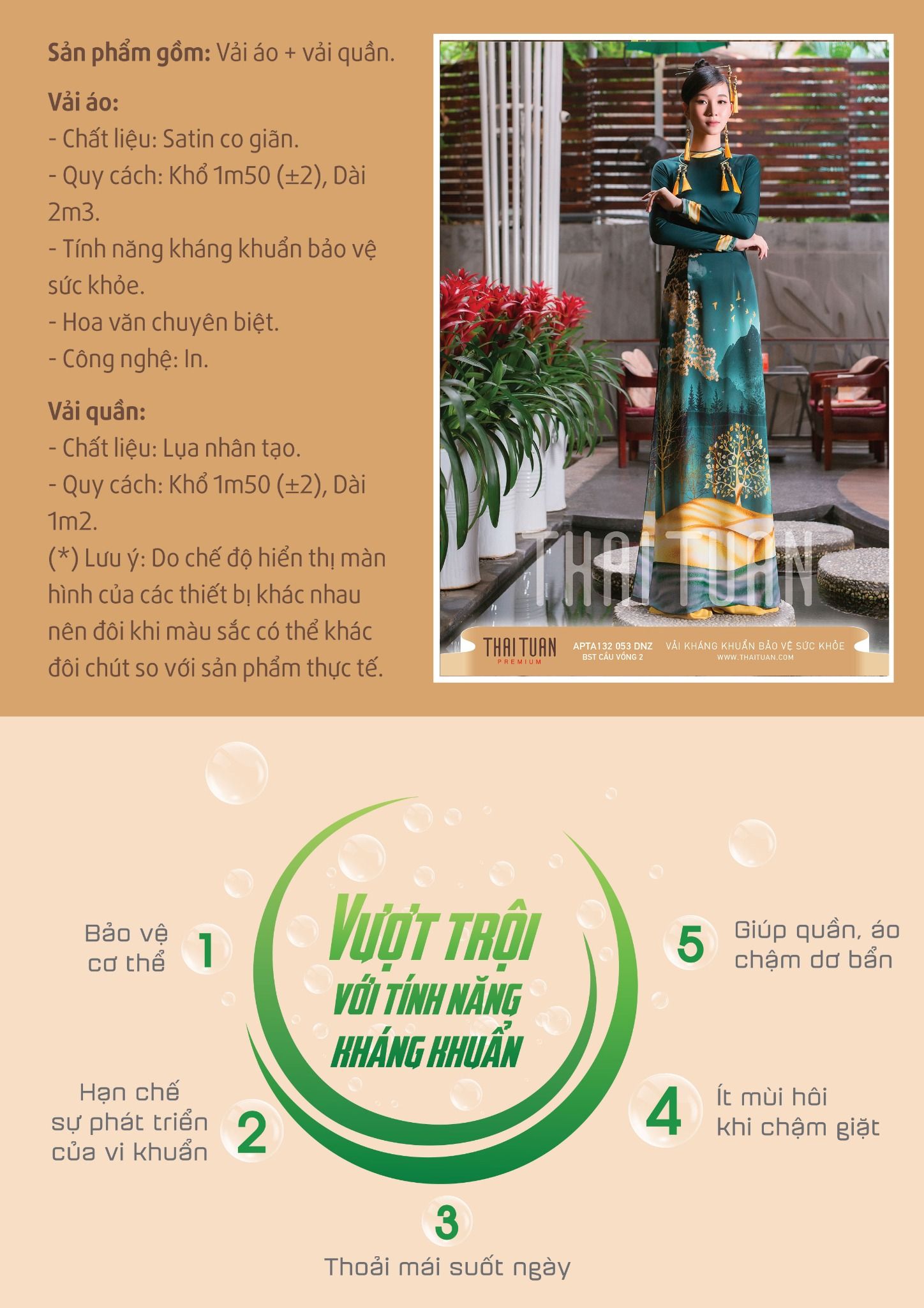 APTA132-053-DNZ | Vải Áo Dài Thái Tuấn Premium