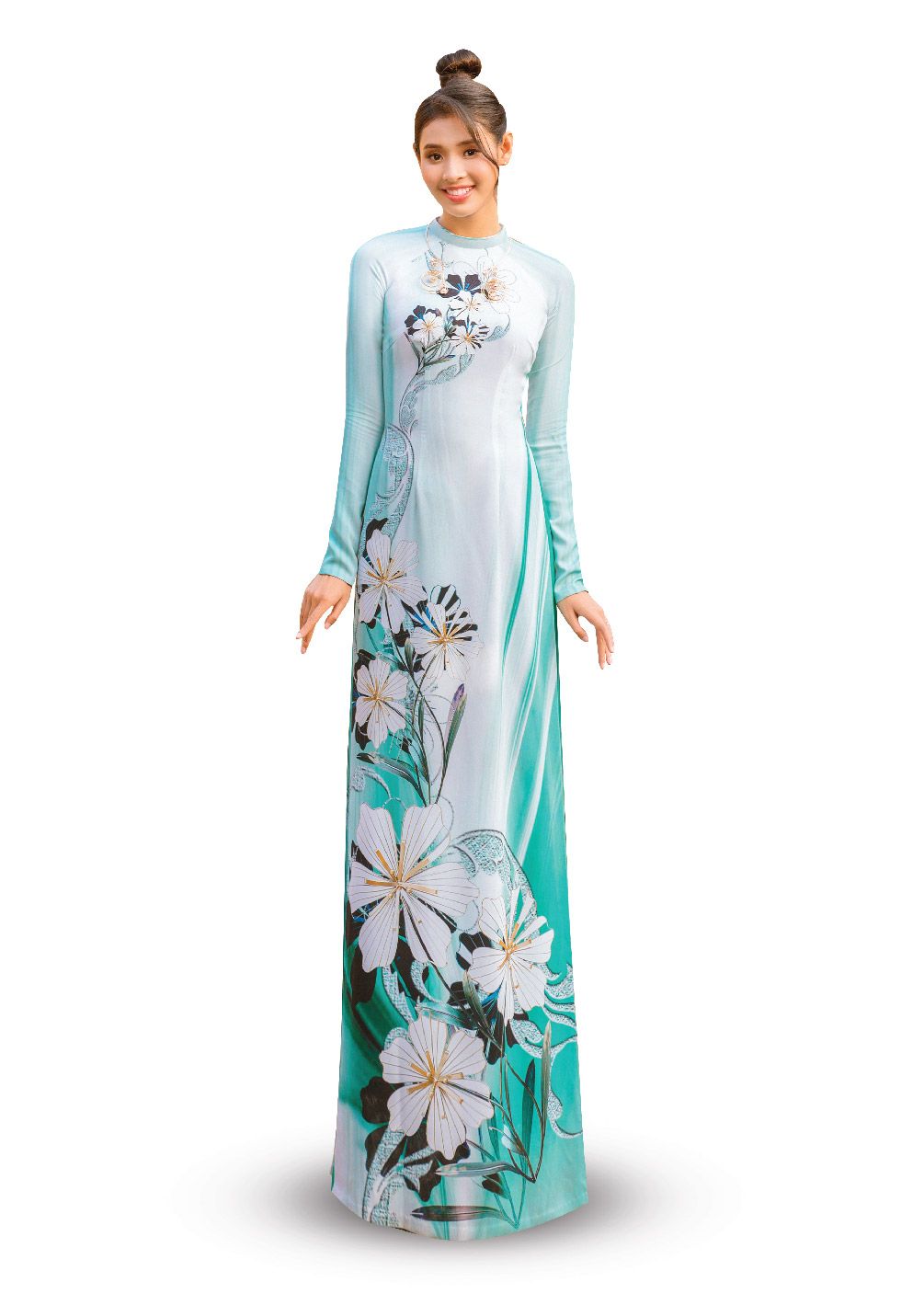 ASBR533-013-DR4 | Vải Áo Dài Hoa Văn In