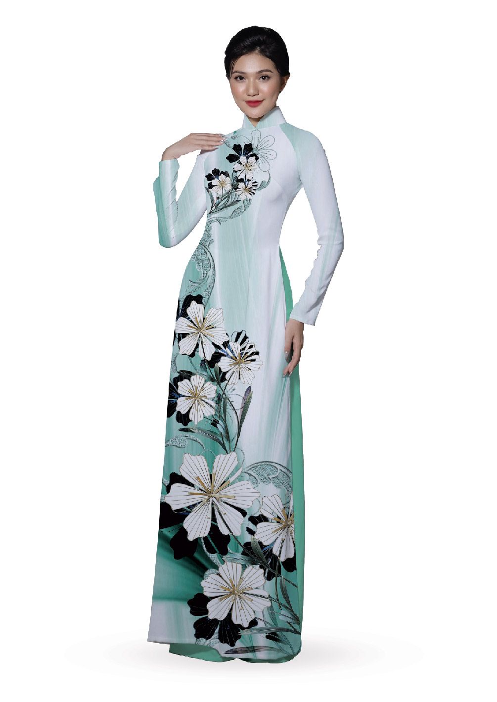 ASBR533-013-DR4 | Vải Áo Dài Hoa Văn In