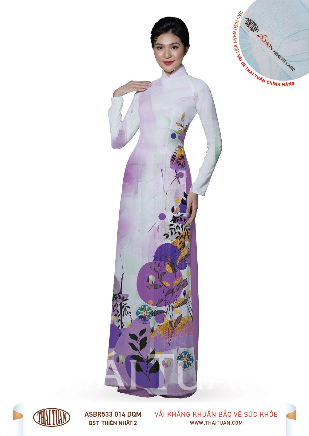ASBR533-014-DQM | Vải Áo Dài Hoa Văn In