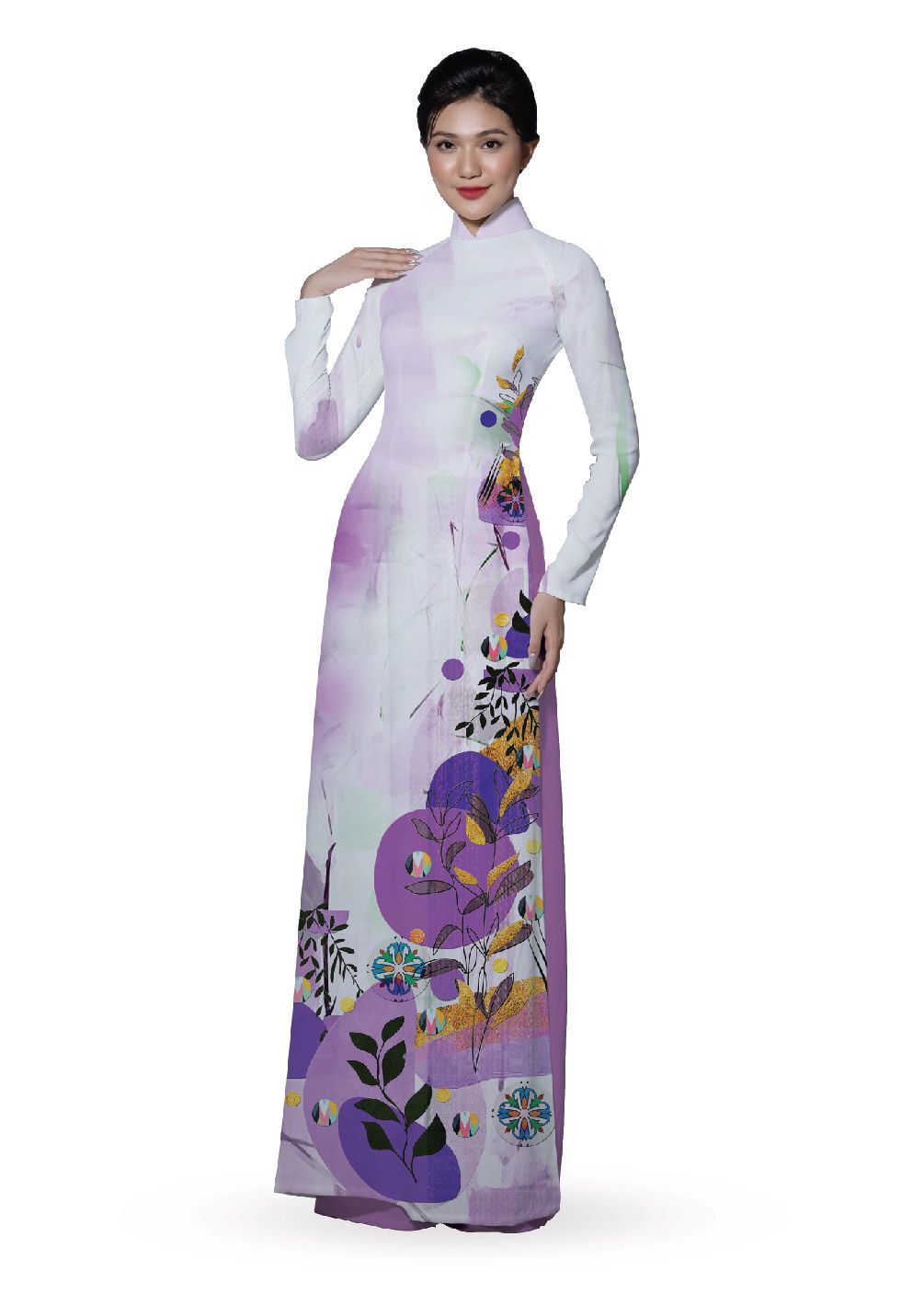 ASBR533-014-DQM | Vải Áo Dài Hoa Văn In