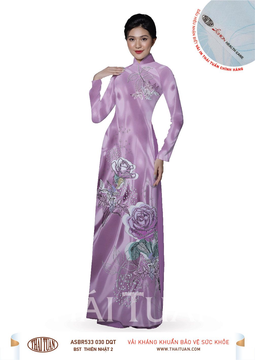 ASBR533-030-DQT | Vải Áo Dài Hoa Văn In