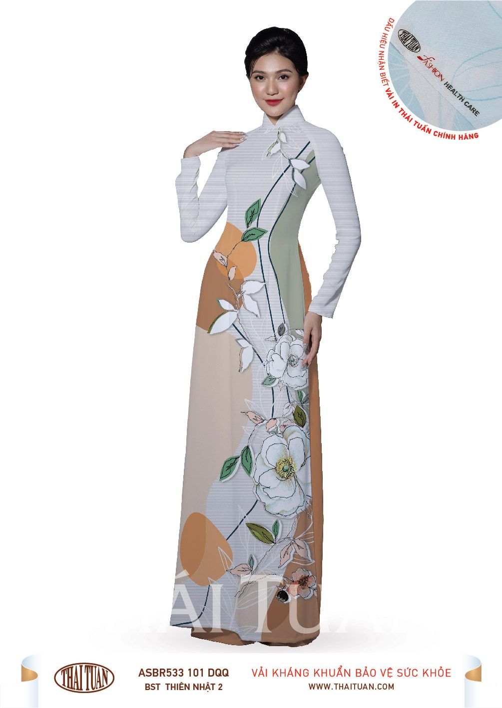 ASBR533-101-DQQ | Vải Áo Dài Hoa Văn In