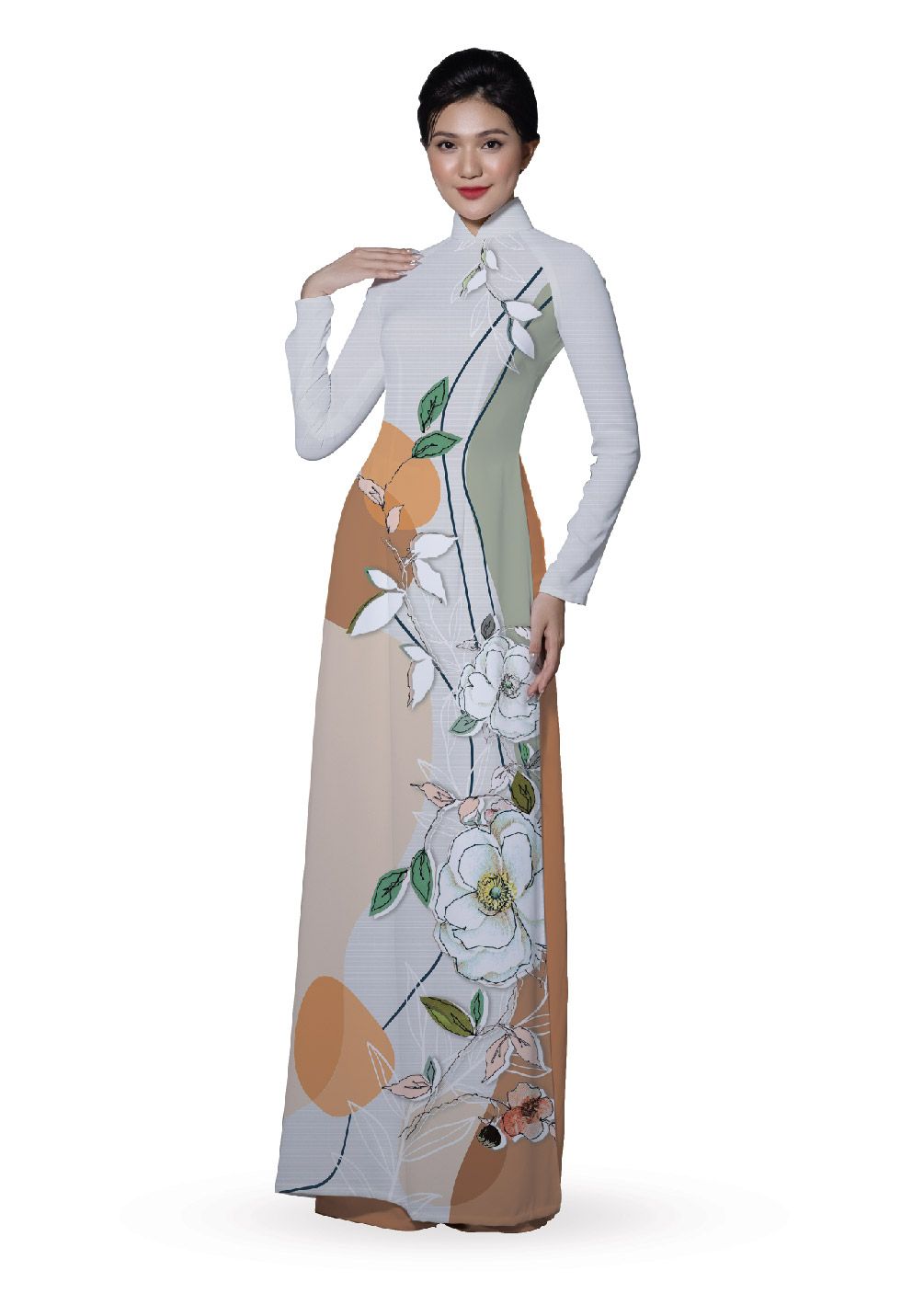ASBR533-101-DQQ | Vải Áo Dài Hoa Văn In