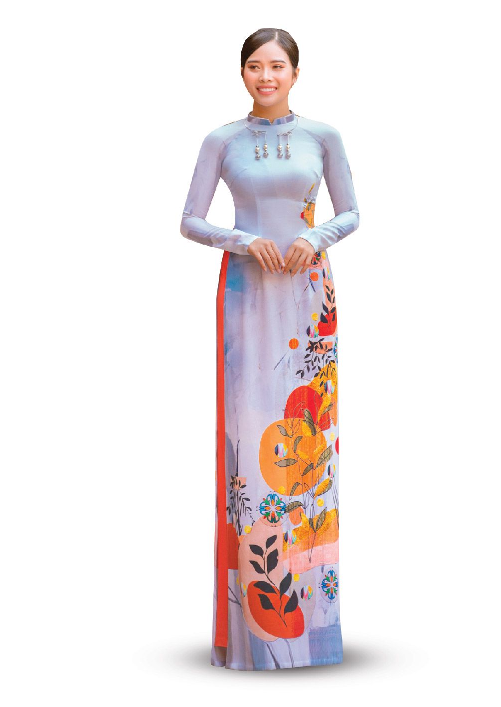 ASBR533-205-DQM | Vải Áo Dài Hoa Văn In