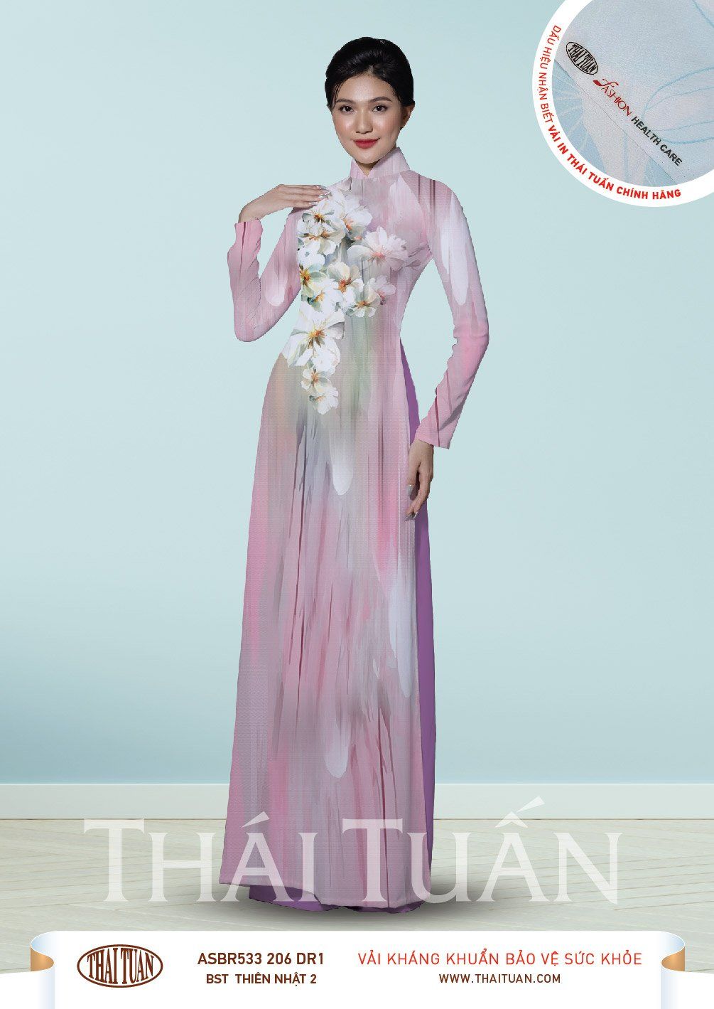 ASBR533-206-DR1 | Vải Áo Dài Hoa Văn In