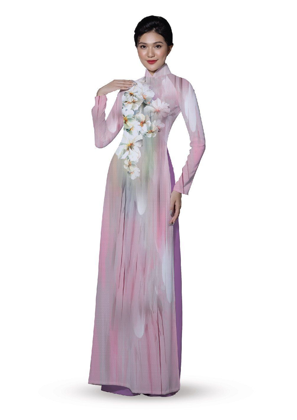 ASBR533-206-DR1 | Vải Áo Dài Hoa Văn In