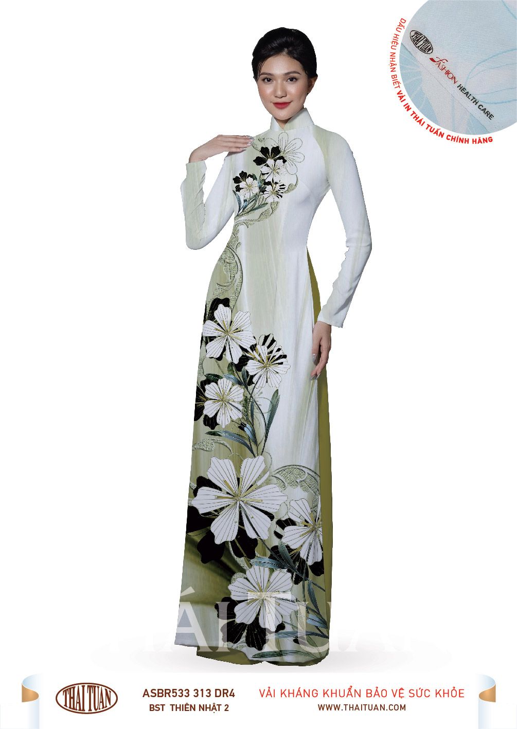 ASBR533-313-DR4 | Vải Áo Dài Hoa Văn In