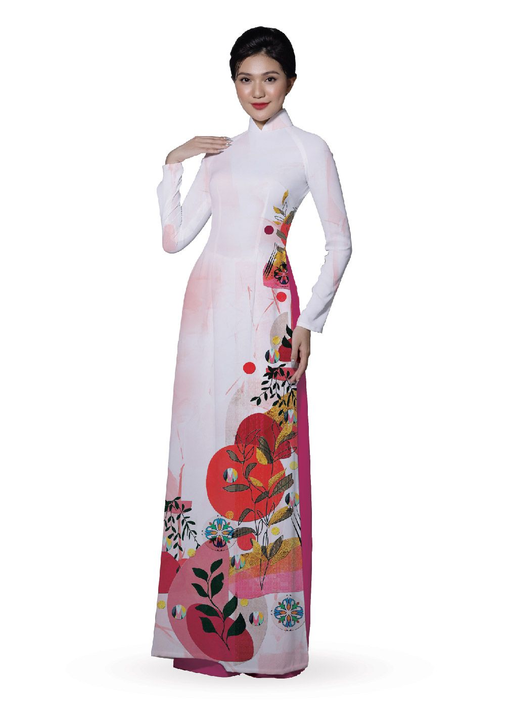ASBR533-406-DQM | Vải Áo Dài Hoa Văn In