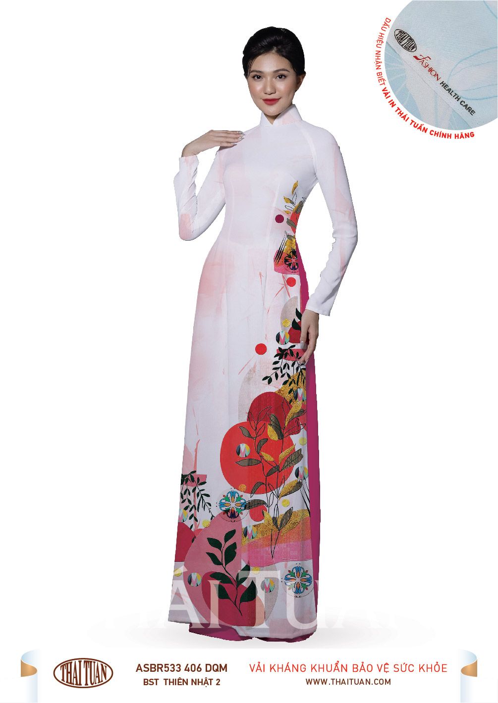 ASBR533-406-DQM | Vải Áo Dài Hoa Văn In