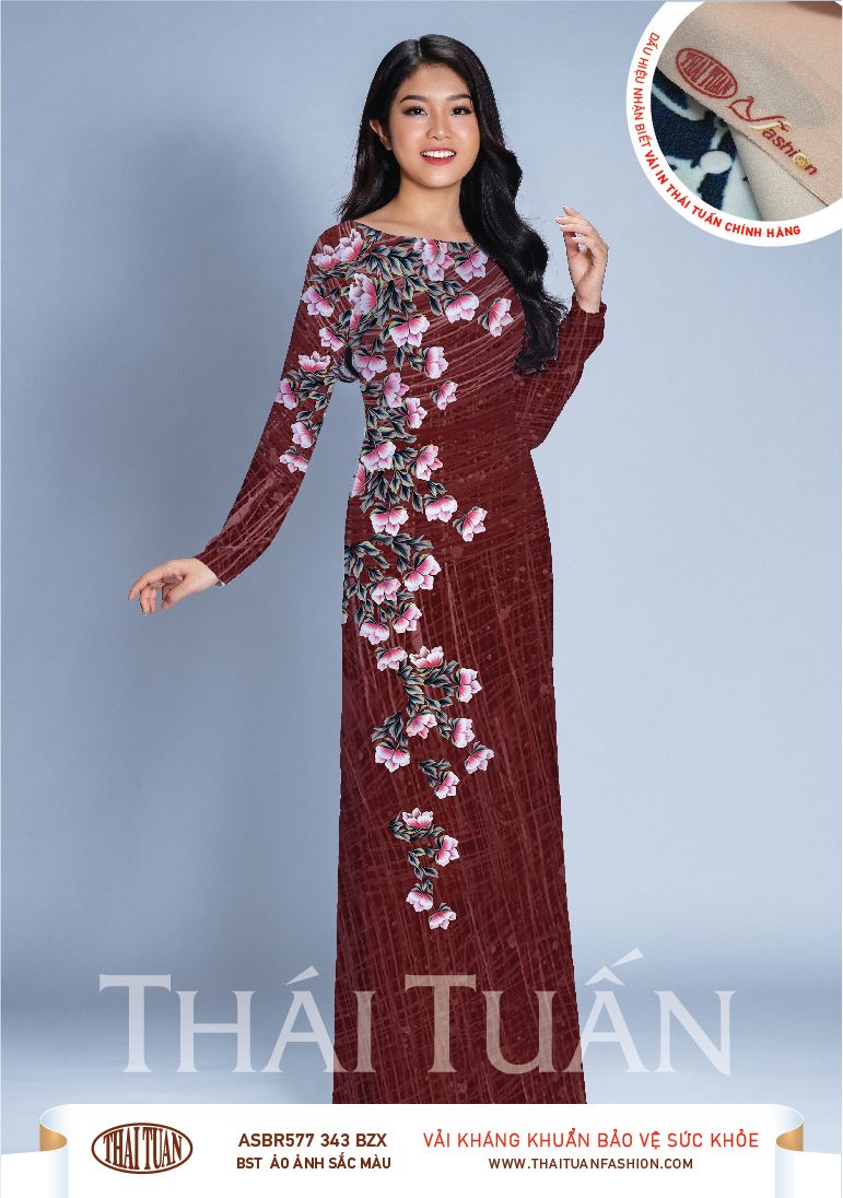 ASBR577-343-BZX | Vải Áo Dài Hoa Văn In