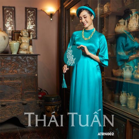 ATRN002-05A | Tơ Tằm Trơn Màu Xanh (Khổ 1,15 Mét, Dài 1,1 Mét)