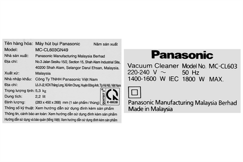 Máy hút bụi Panasonic MC-CL603GN49 1800W 2.2 lít